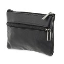 Portefeuille en simili cuir noir avec double fermeture éclair Élégance et fonctionnalité dans un design compact