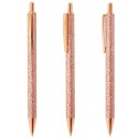 Stylo en Métal avec Finition Glitter Encapsulé : Couleurs Argent et Or Rose
