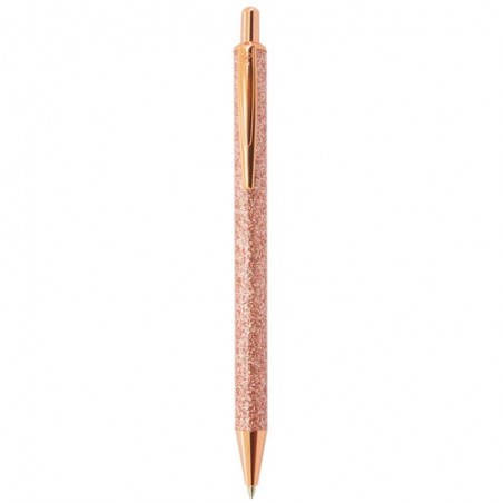Stylo en Métal avec Finition Glitter Encapsulé : Couleurs Argent et Or Rose