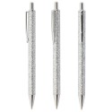 Stylo en Métal avec Finition Glitter Encapsulé : Couleurs Argent et Or Rose