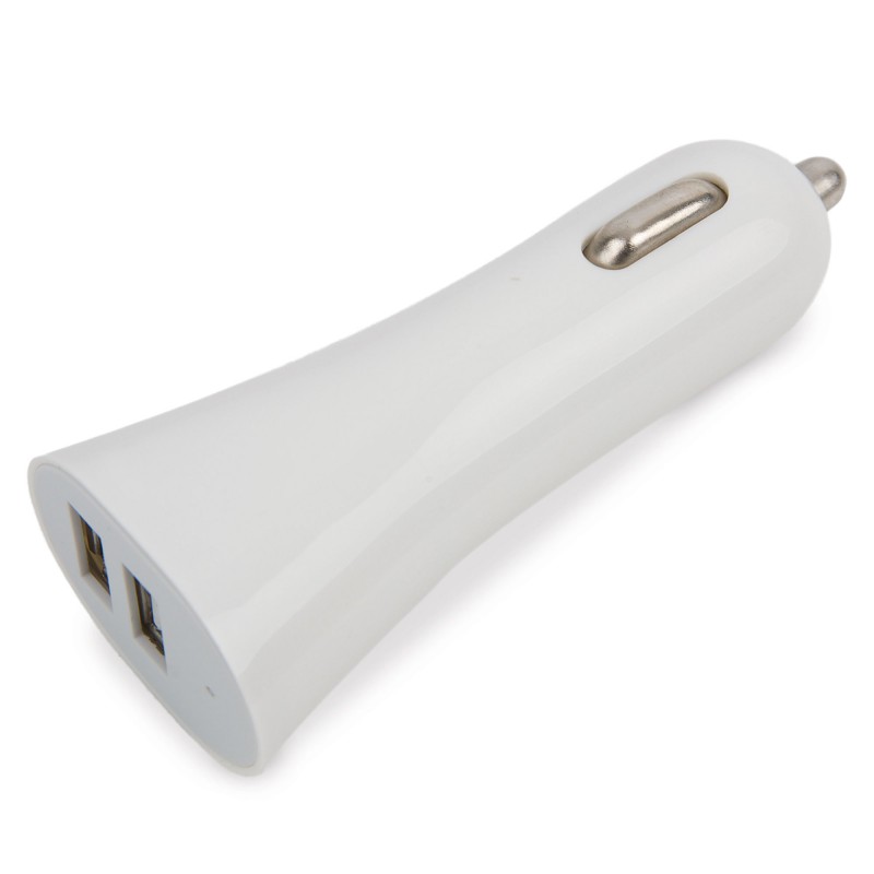 Chargeur de voiture double usb blanc