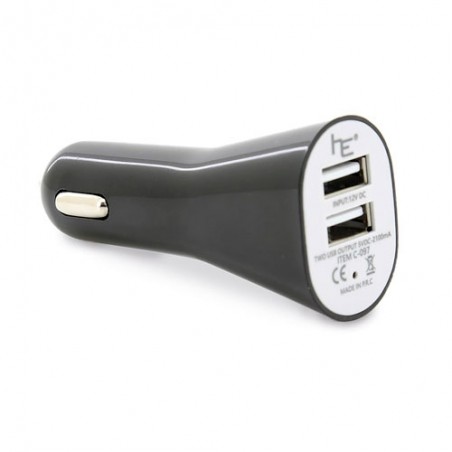 Chargeur de voiture double usb blanc