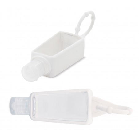 Bouteille de gel hydroalcoolique avec manchon en silicone rechargeable