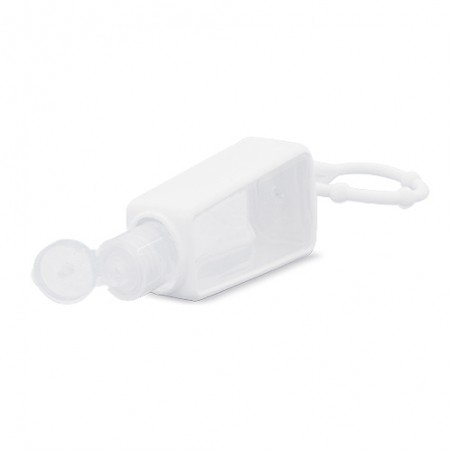 Bouteille de gel hydroalcoolique avec manchon en silicone rechargeable