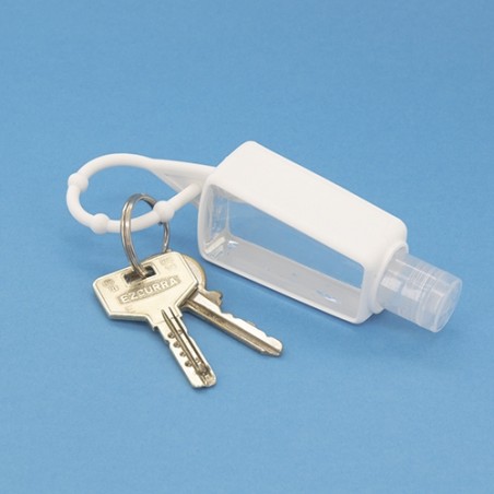 Bouteille de gel hydroalcoolique avec manchon en silicone rechargeable