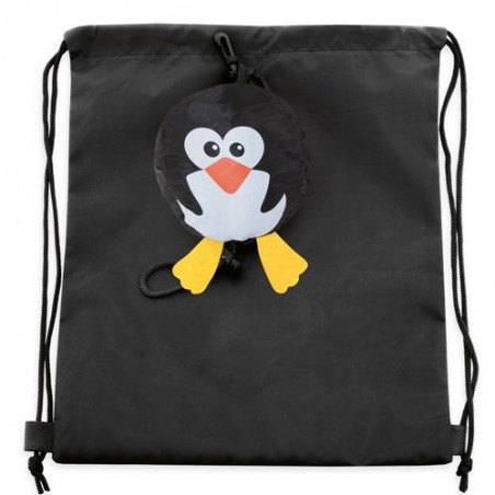 Sac à dos pliable enfant avec design de pingouin, détail original pour fêtes et événements.
