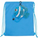 Mochila pour enfants bleue pliable en forme de poisson