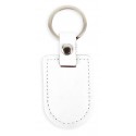 Porte clés original en simili cuir blanc