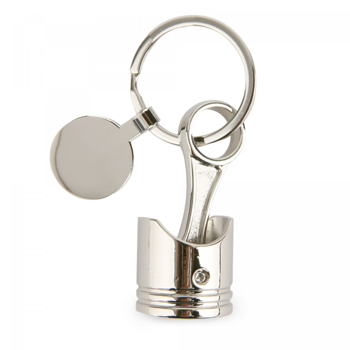 Porte-clés en métal en forme de piston