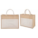 Sac en jute laminé et coton avec poche extérieure