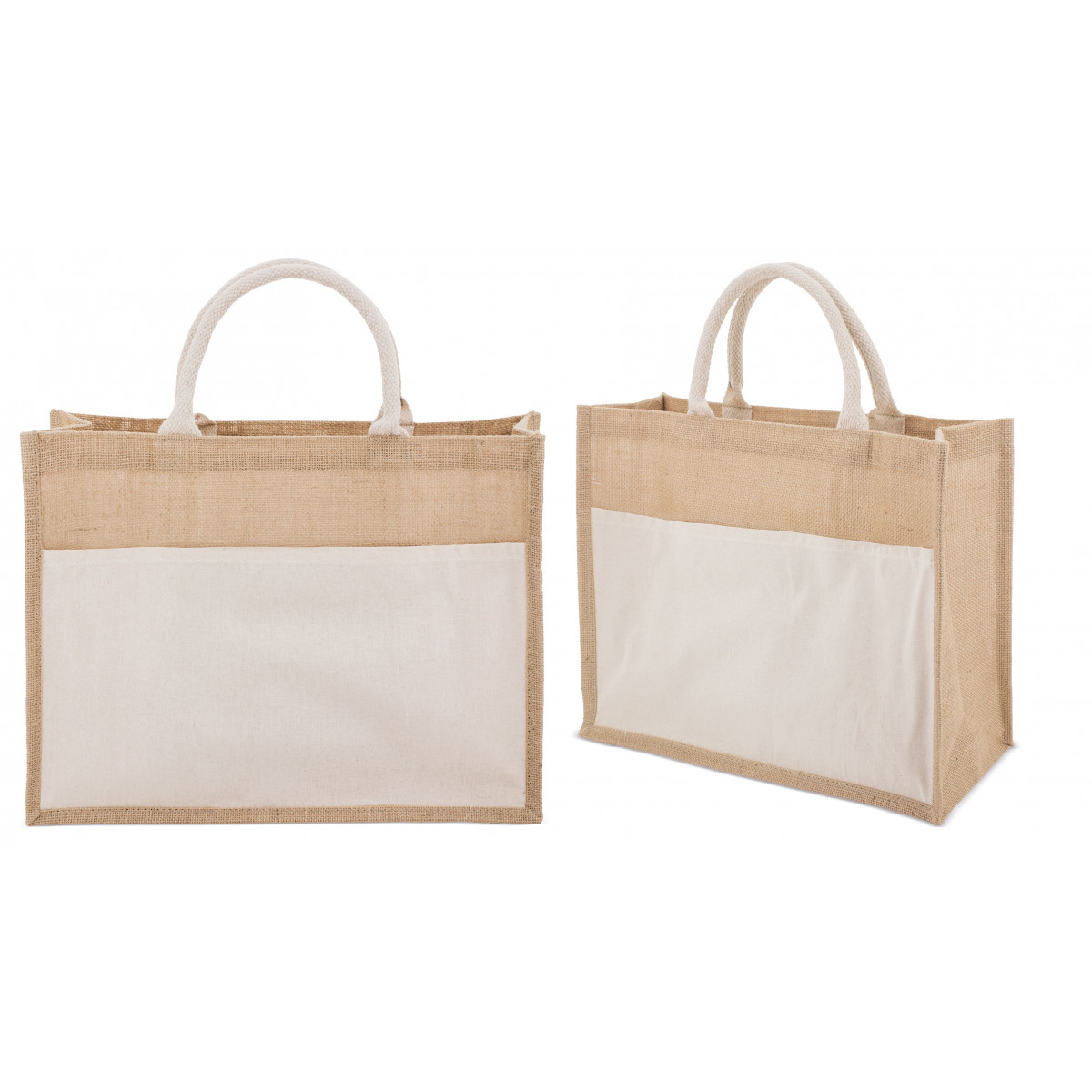 Sac en jute laminé et coton avec poche extérieure
