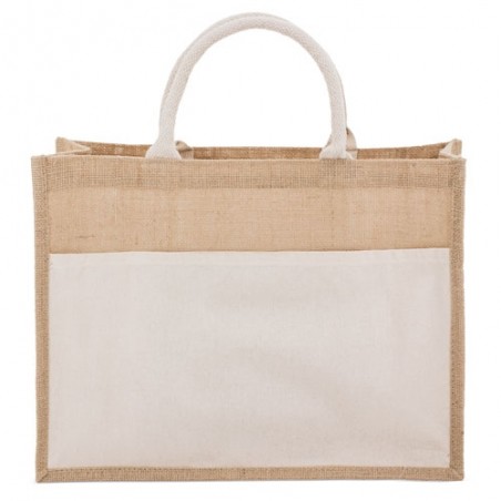 Sac en jute laminé et coton avec poche extérieure