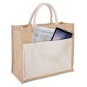 Sac en jute laminé et coton avec poche extérieure