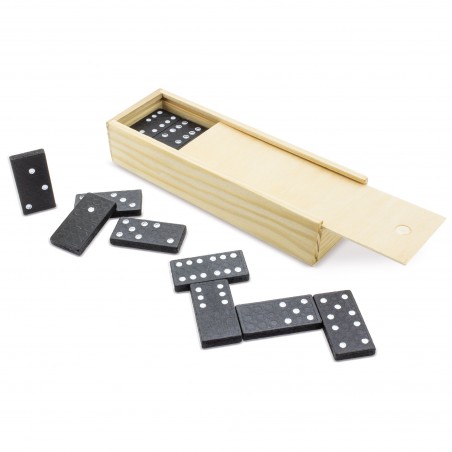 Domino dans une boîte en bois