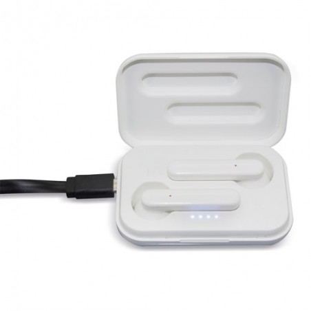 Ecouteurs bluetooth blanc dans la boîte