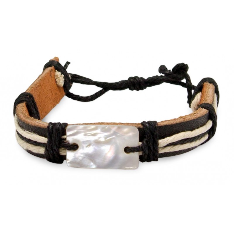 Bracelet cuir nacre