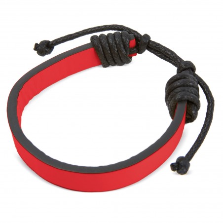 Bracelet réglable en similicuir rouge