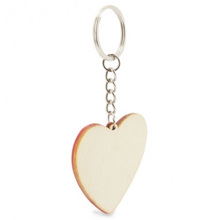Porte-clés cœur rouge en bois