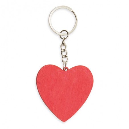 Porte-clés cœur rouge en bois
