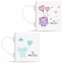 Tasses à offrir lors d'un baptême rose et ciel