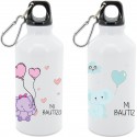 Bouteille en aluminium blanche pour baptême d'un garçon et d'une fille