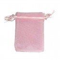 Tire-bouchon personnalisé avec autocollant dans un sac en organza rose