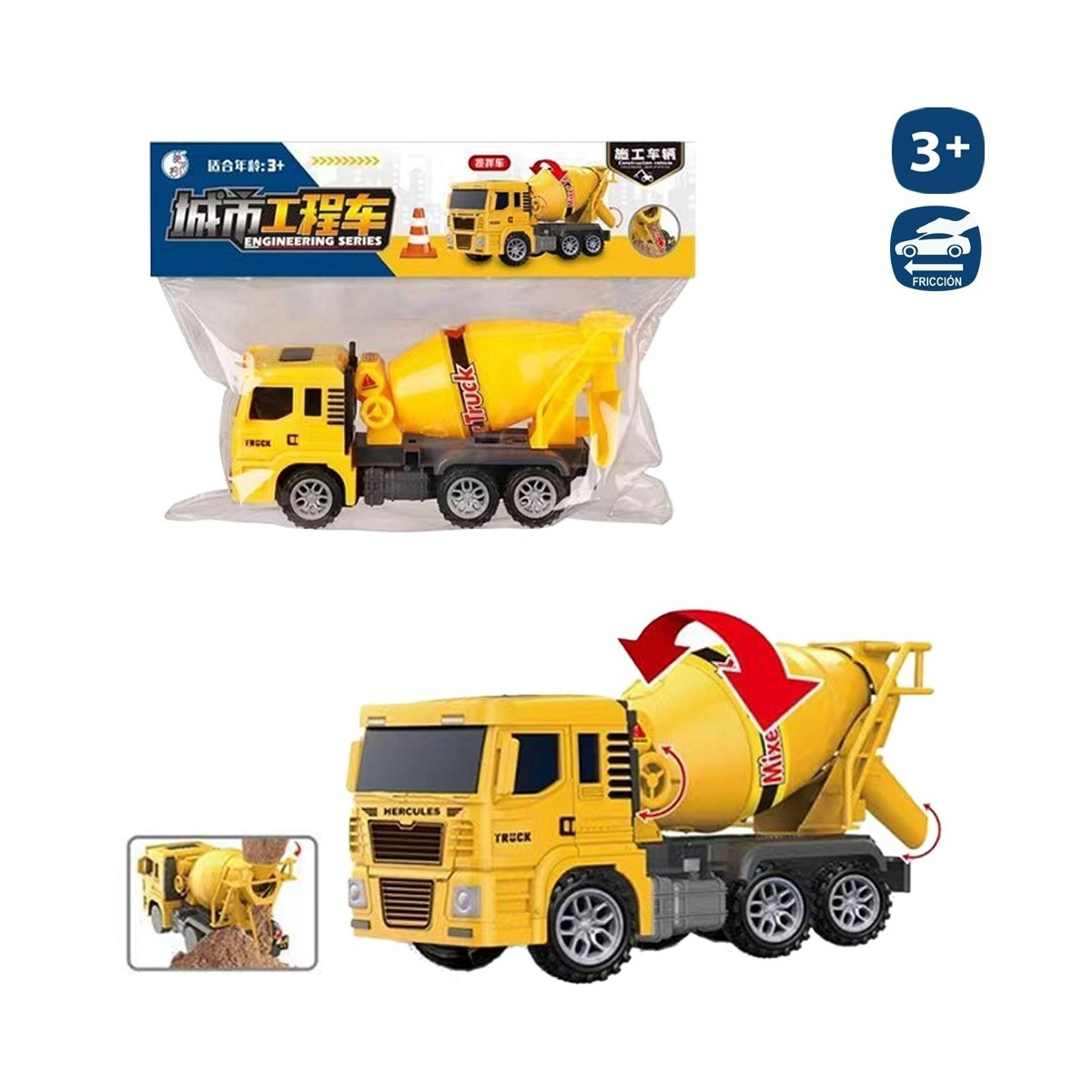 Camion malaxeur à friction 22 x 8 x 11 cm