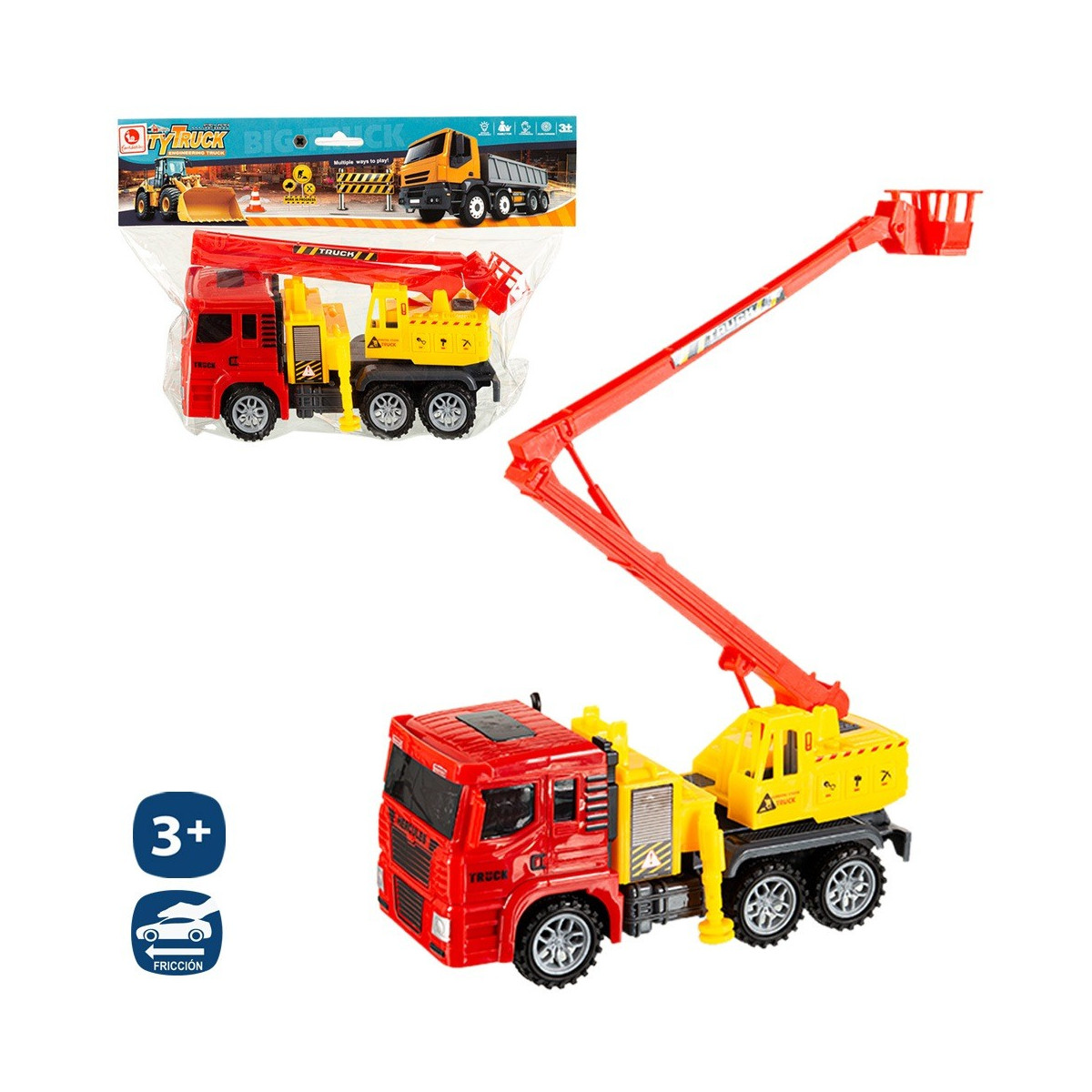 Camion grue a friction 22 x 8 x 11 cm