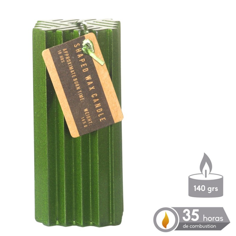 Bougie verte métallique Noël 4,50 x 10 cm