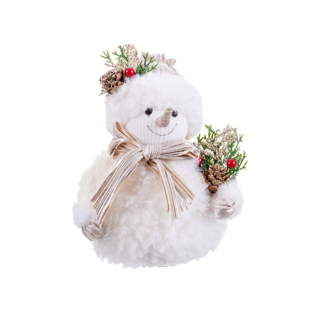 Bonhomme de neige avec houx 15 x 11 x 18 cm