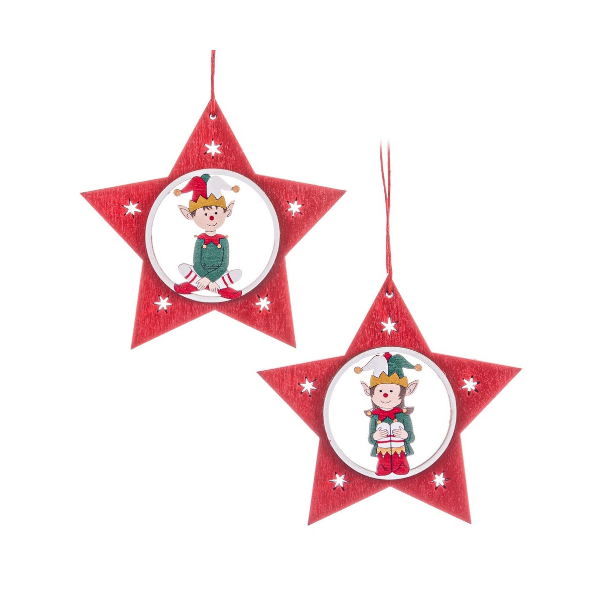 Pendentif etoile bois 2 c 10 x 0.50 x 21 cm
