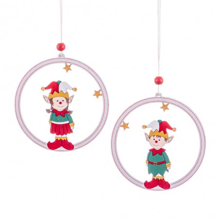 Pendentif cercle bois 2 c 10 x 0.70 x 21 cm