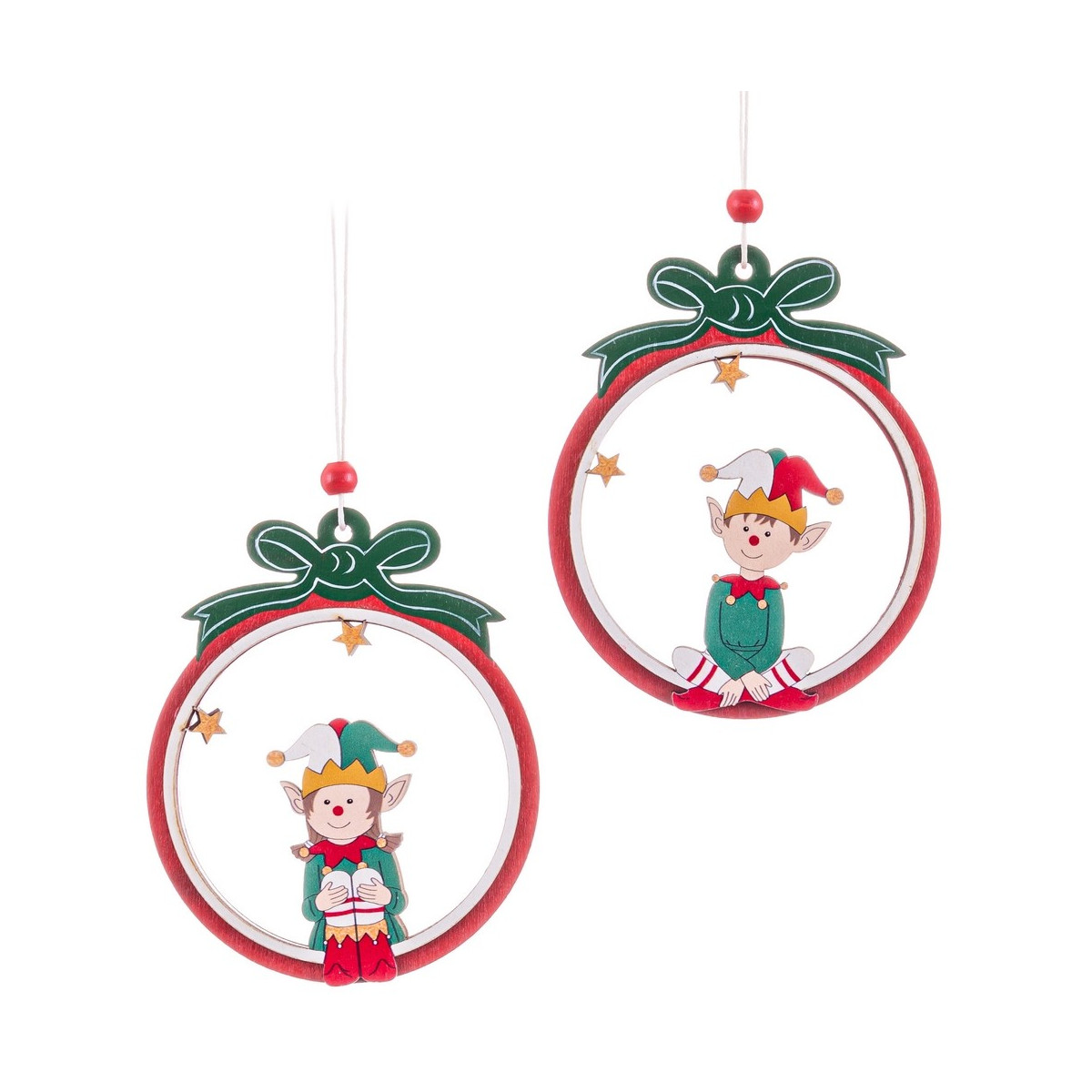 Pendentif cercle bois 2 c 10 x 1 x 21 cm