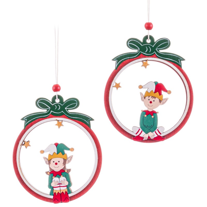 Pendentif cercle bois 2 c 10 x 1 x 21 cm
