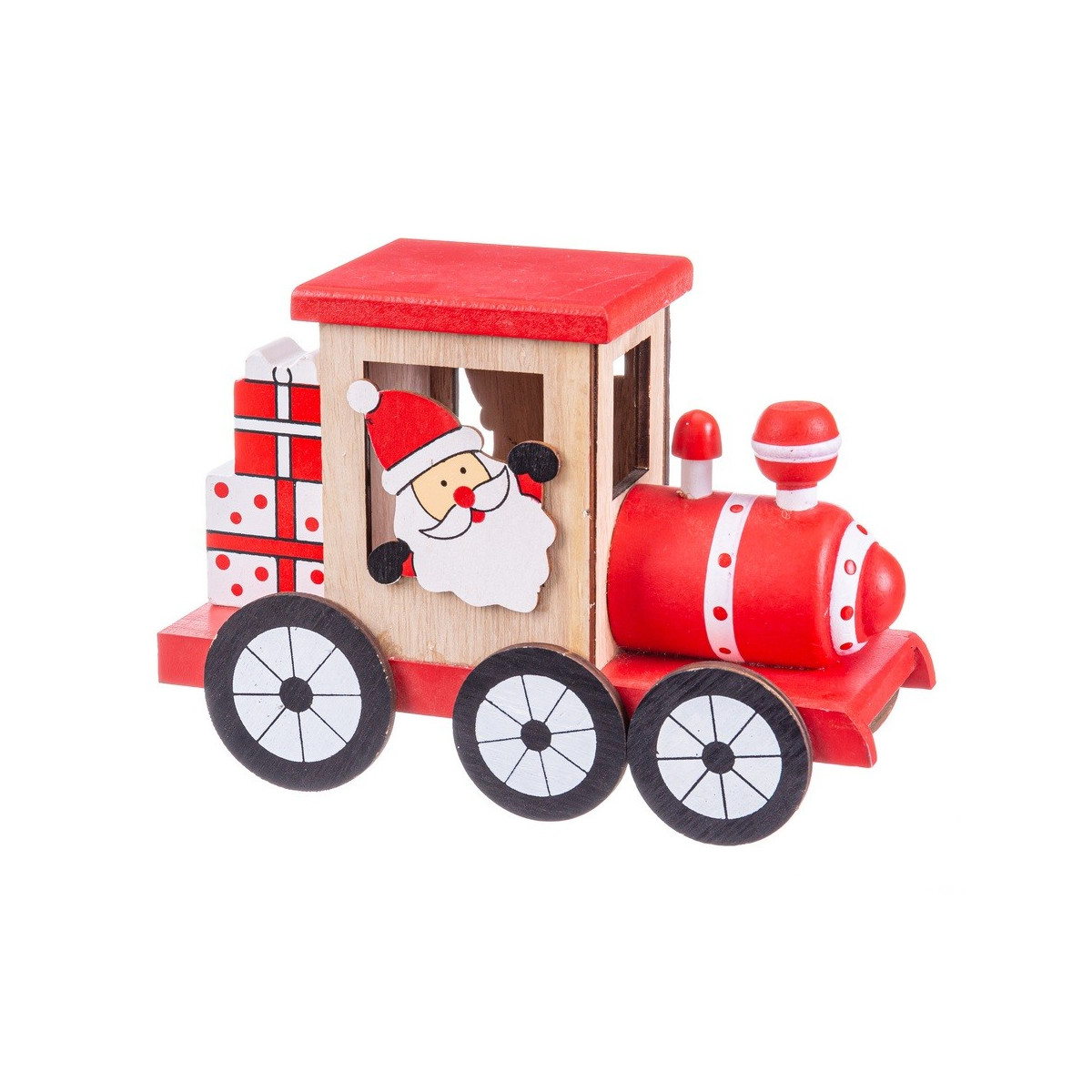 Train pere noel en bois 19 x 8 x 13.50 cm