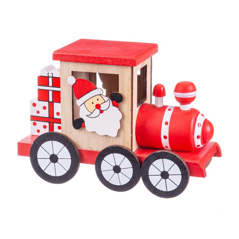 Train pere noel en bois 19 x 8 x 13.50 cm