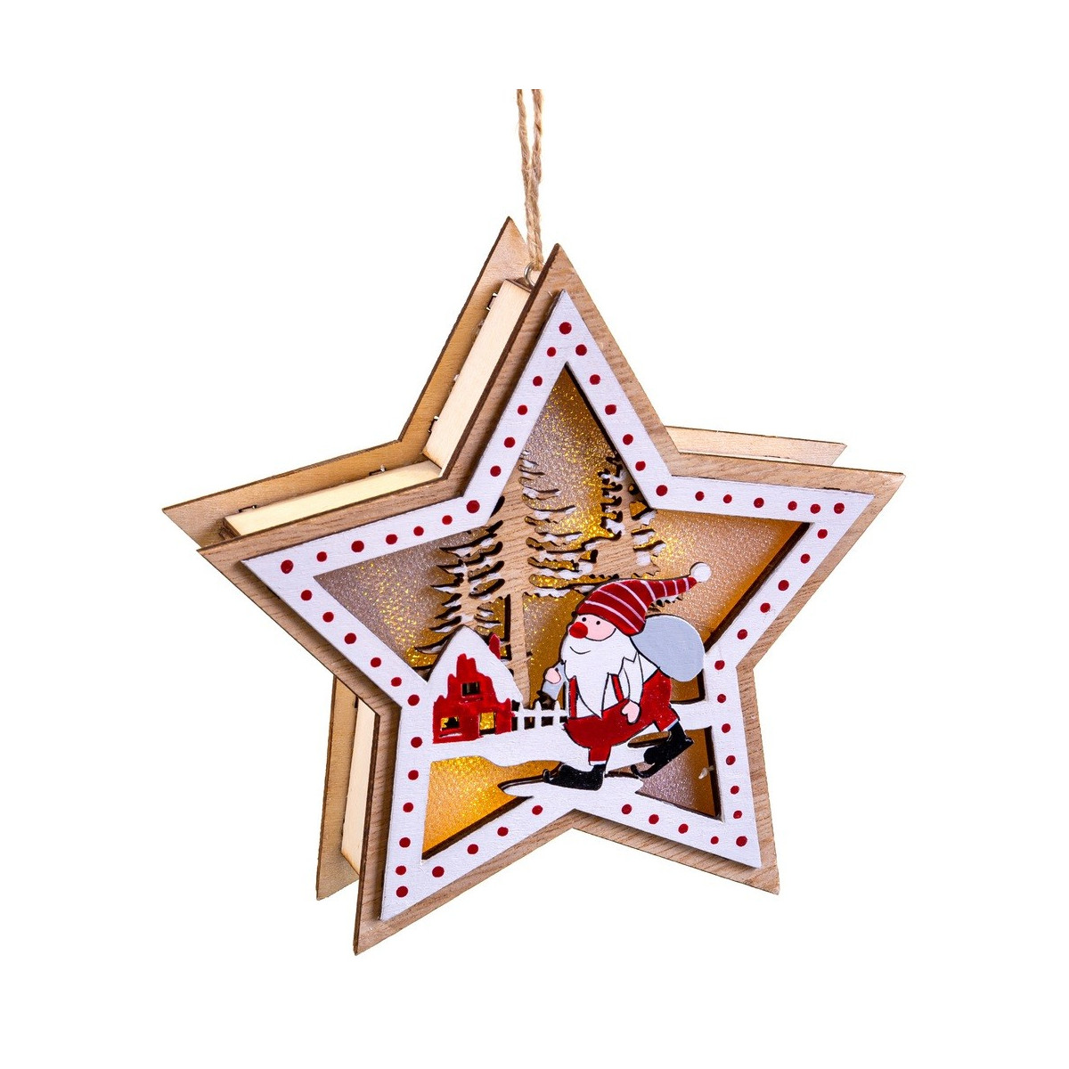 Étoile figurines avec lumière en bois 13,50 x 3,50 x 13 cm
