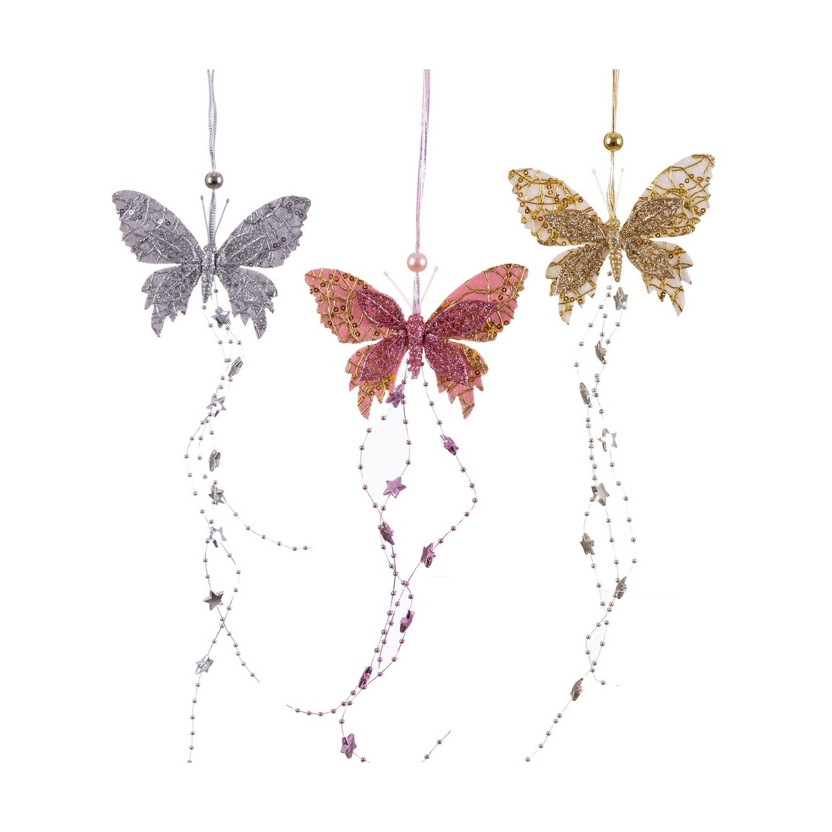 Pendentif papillons et etoiles 3 c 45 x 12 cm