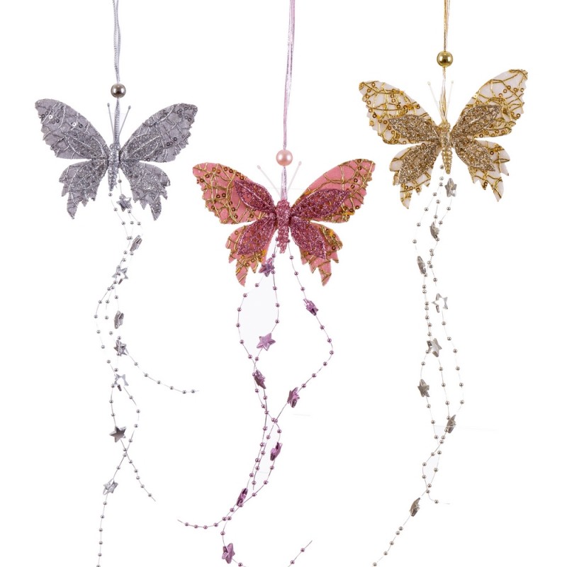 Pendentif papillons et etoiles 3 c 45 x 12 cm