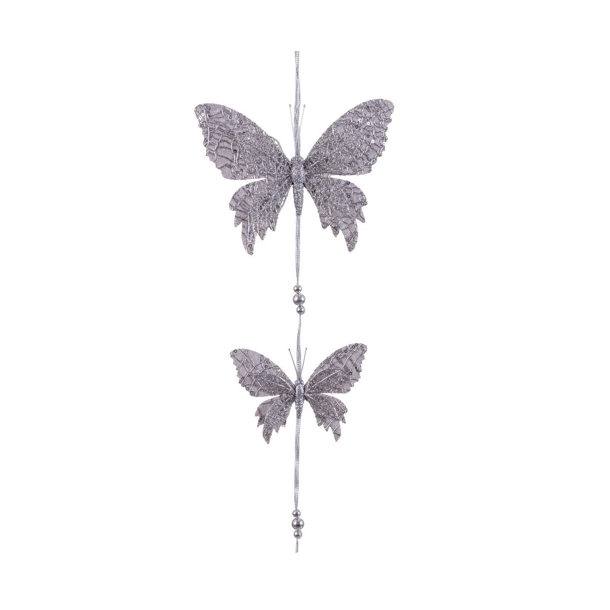 Pendentif 2 papillons argent 50 x 18 cm