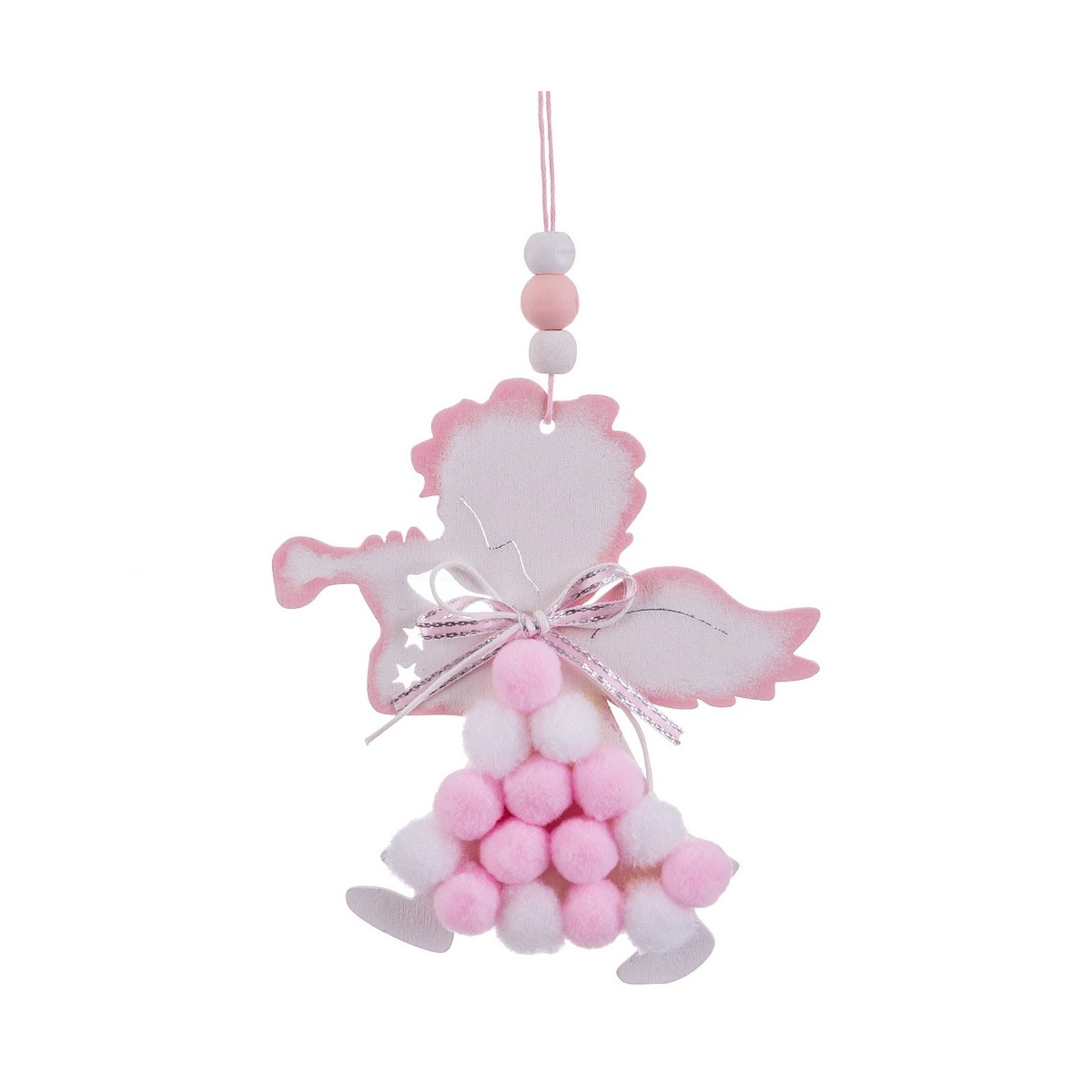Pendentif ange en bois rose 23 x 9 cm