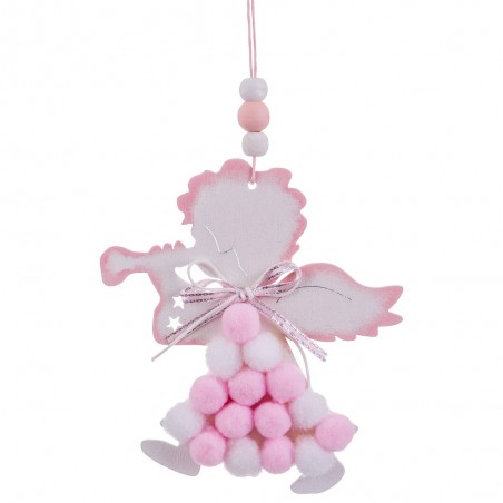 Pendentif ange en bois rose 23 x 9 cm
