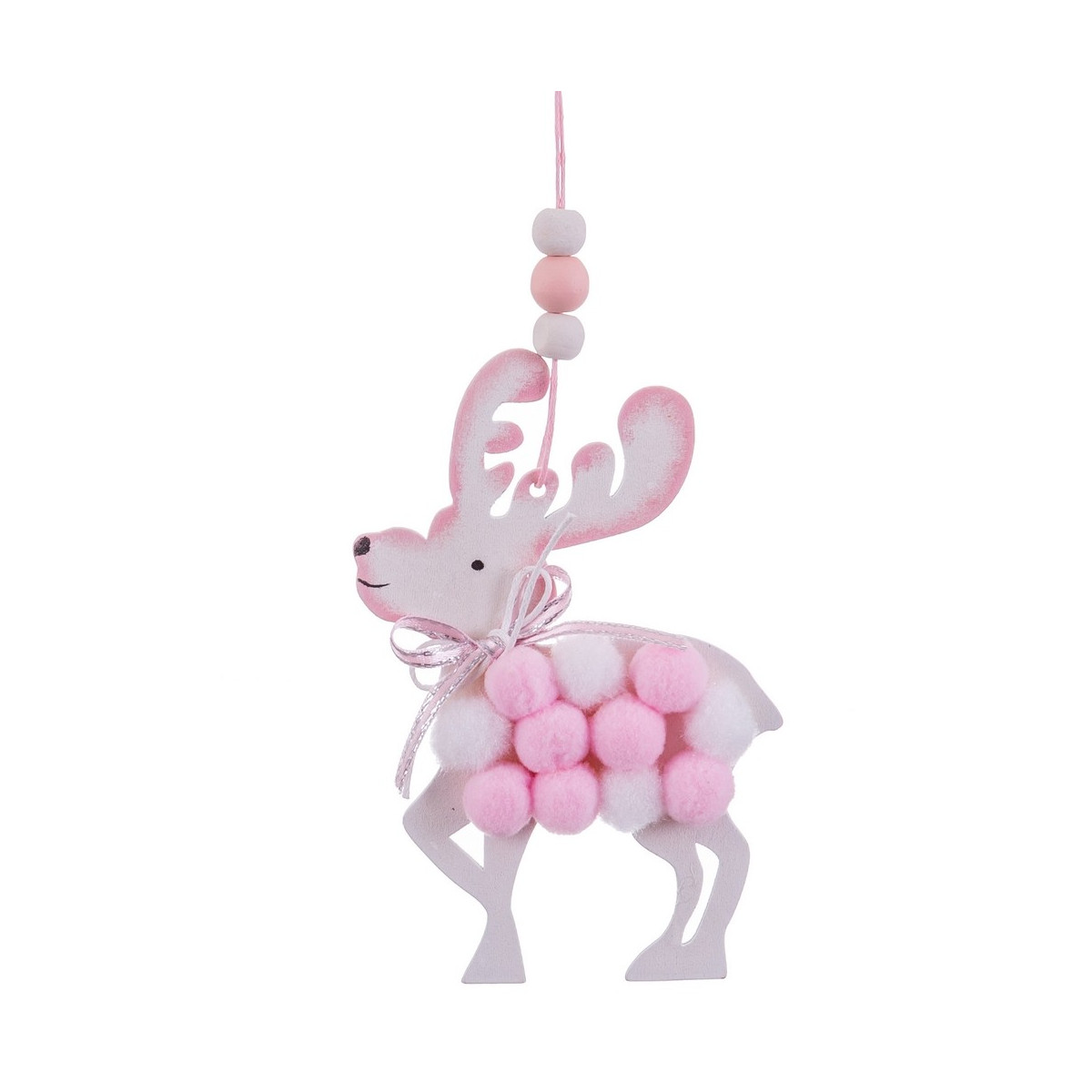 Pendentif cerf bois rose 23 x 11 cm
