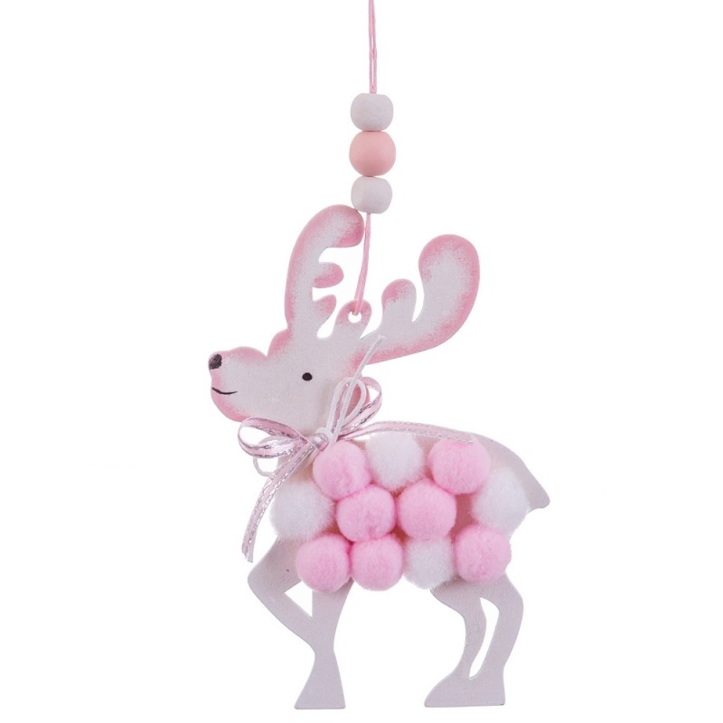 Pendentif cerf bois rose 23 x 11 cm