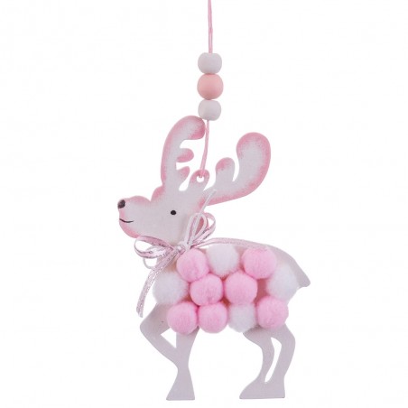 Pendentif cerf bois rose 23 x 11 cm