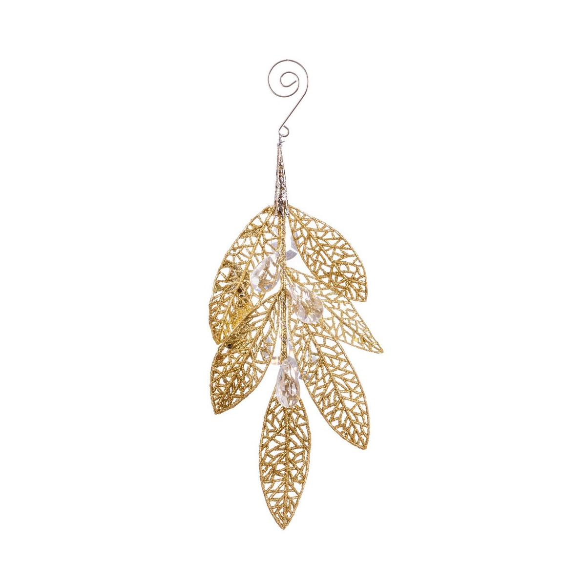 Branche feuilles pendentif plastique or 20 cm