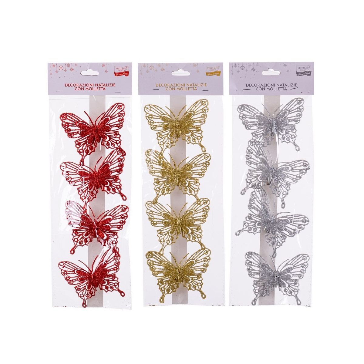 S 4 papillons paillettes plastique 3 c 8 cm