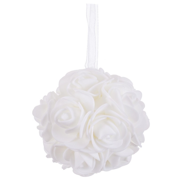 Boule de roses blanches 8 x 8 x 8 cm