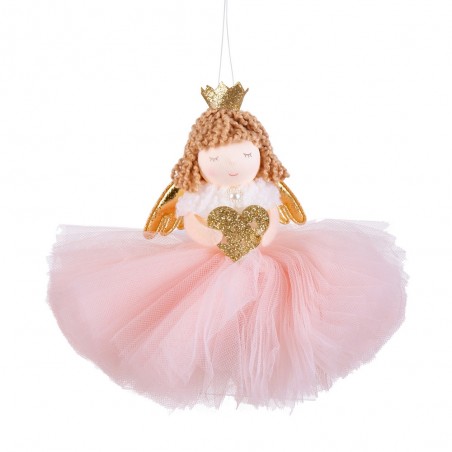 Pendentif poupée en tissu rose 16 x 16 cm