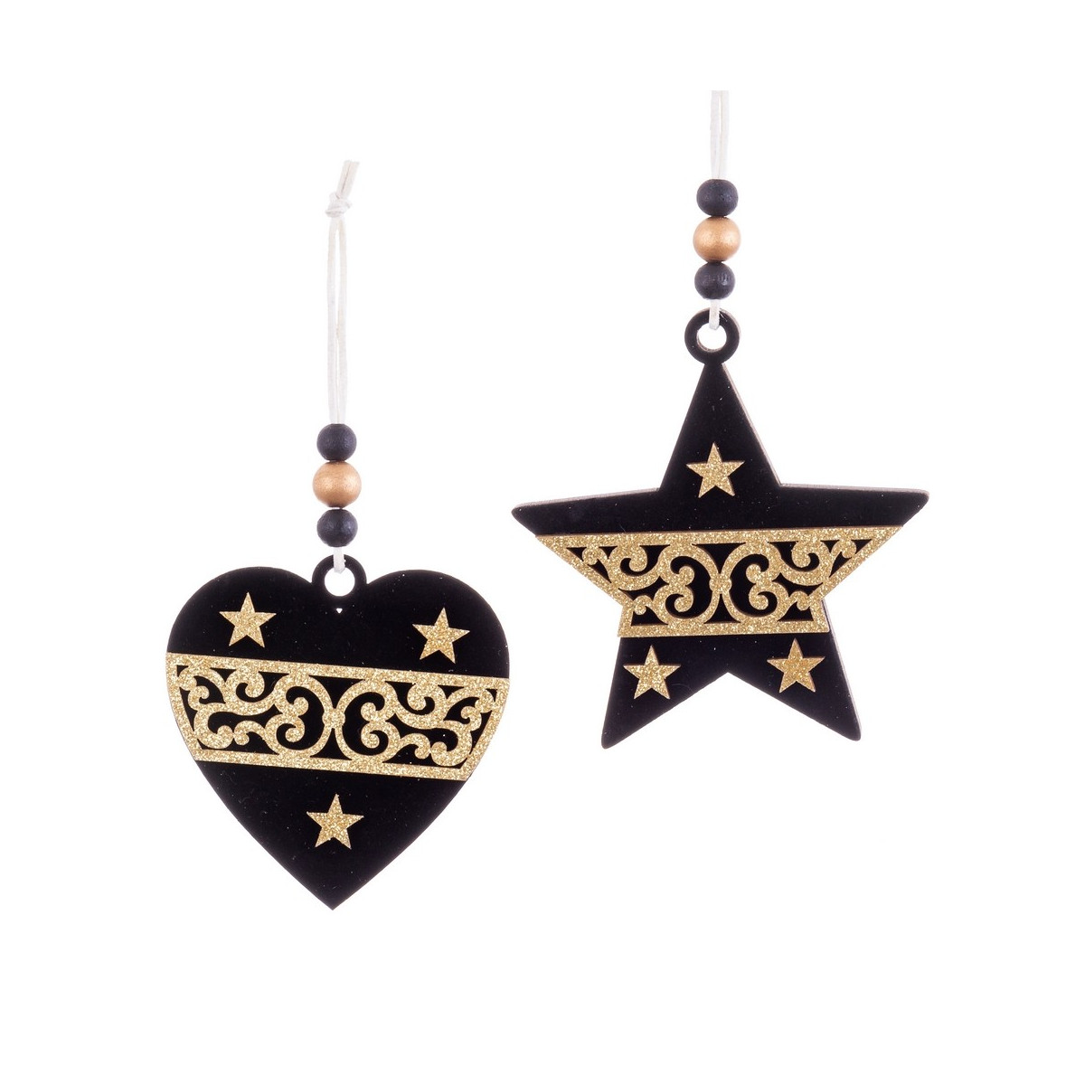 Pendentif figures en bois noir or